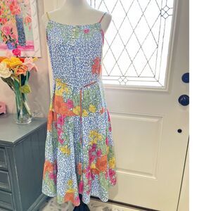 The Impeccable Pig Floral Leopard Print Midi Dress Size Small